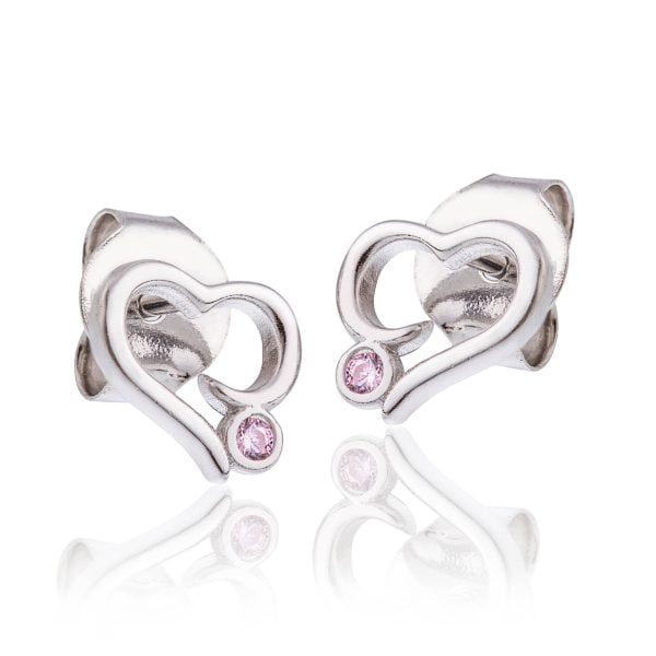 Orecchini con Cuore e Zircone Rosa