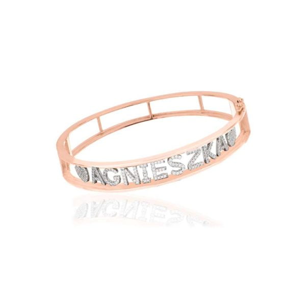 Bracciale Bangle Rosè "M" con Nome Personalizzabile