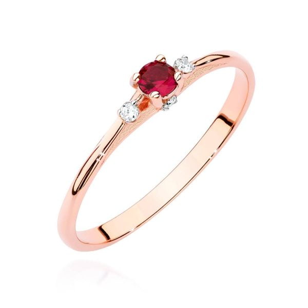 Anello Dafne in Oro Rosa con Rubino e Diamanti