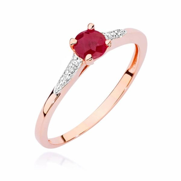 Anello Dafne in Oro Rosa con Rubino e Diamanti