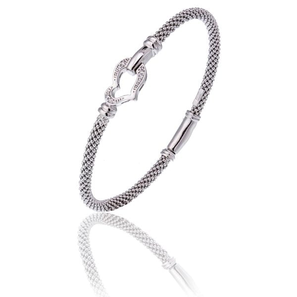 Bracciale Rigido Heart Rodiato