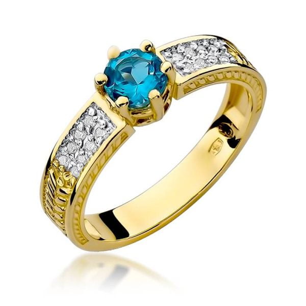 Anello In Oro con Topazio 0,50 ct e 16 Diamanti 0,08 ct