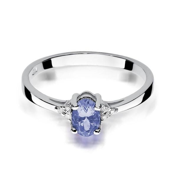 Anello In Oro con Tanzanite 0,40 ct e 6 Diamanti 0,05 ct