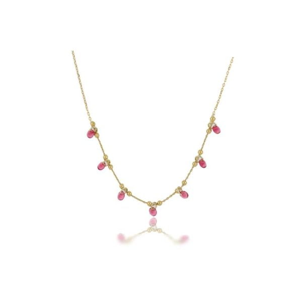 Collana Rainbow Dorata con Pietre Fucsia