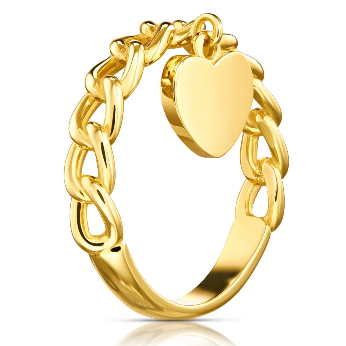 Anello in Oro Chain con Cuore Pendente