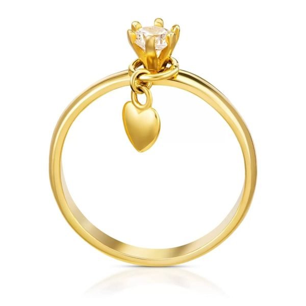 Anello Anna in Oro con Zircone e Cuore Pendente