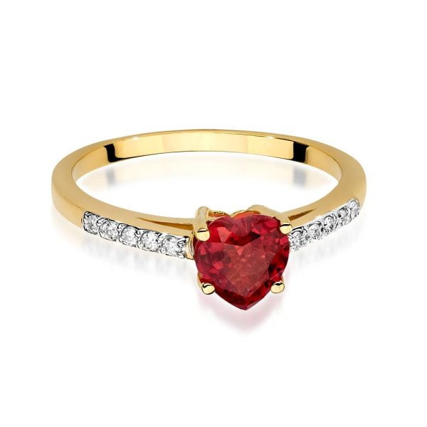 Anello in Oro Heart con Rubino e Diamanti