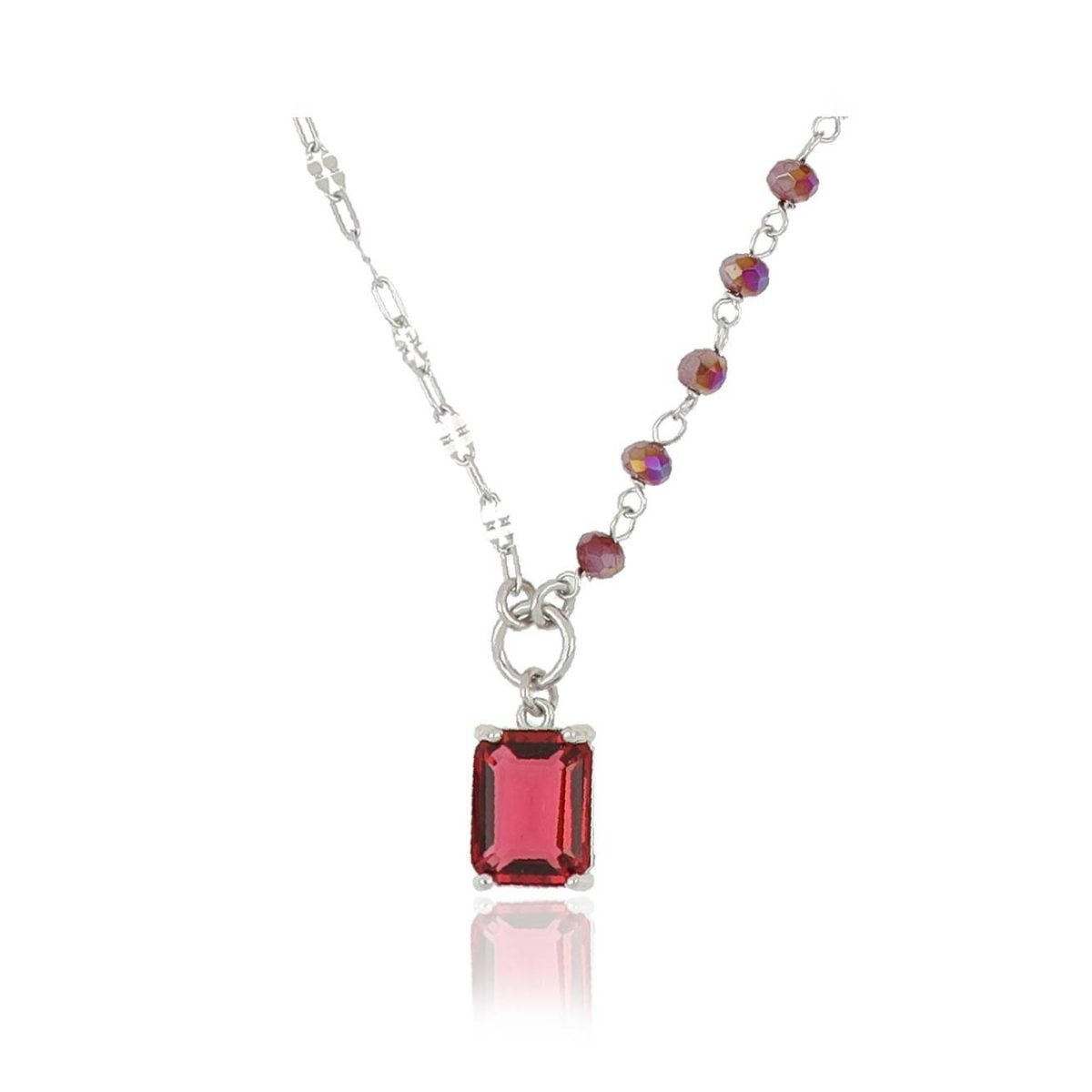 Collana Crystal Square con Zirconi Rossi