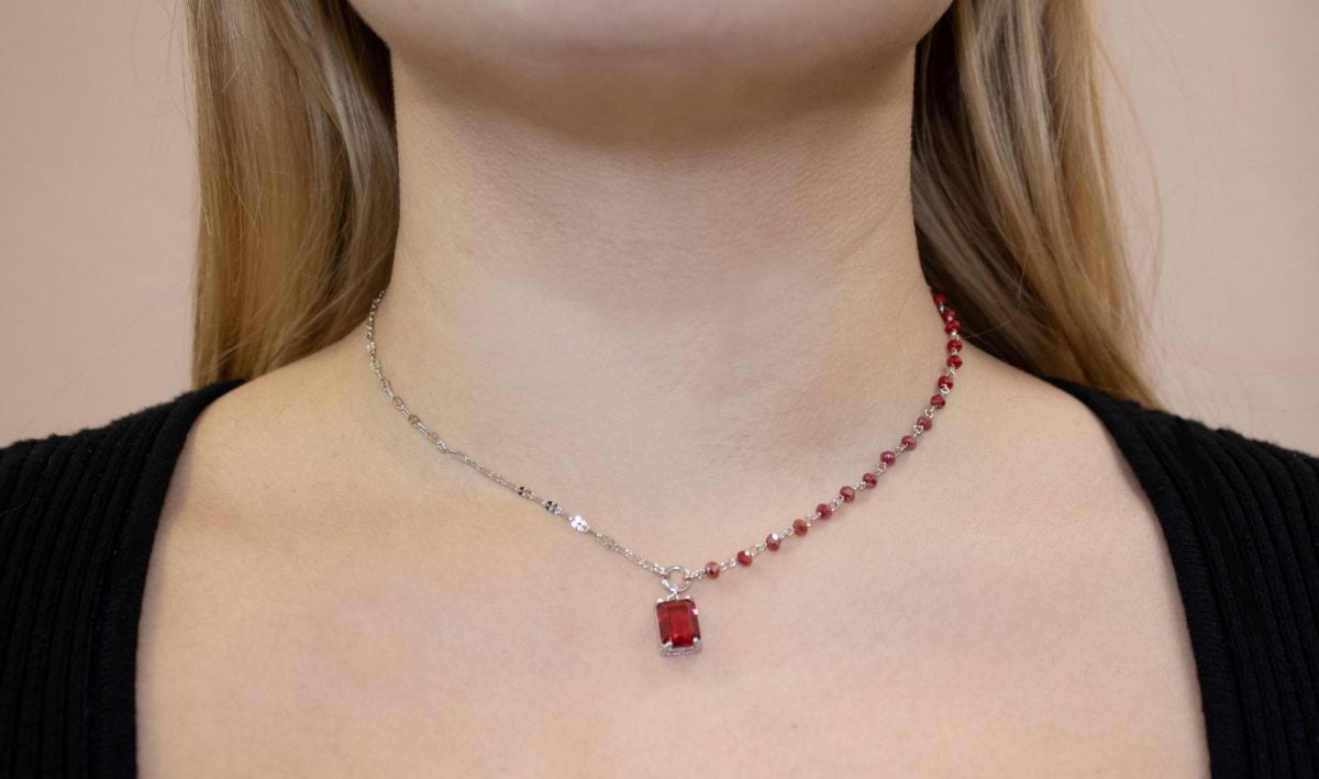 Collana Crystal Square con Zirconi Rossi