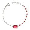 Bracciale Crystal Square Rodiato con Zirconi Rossi