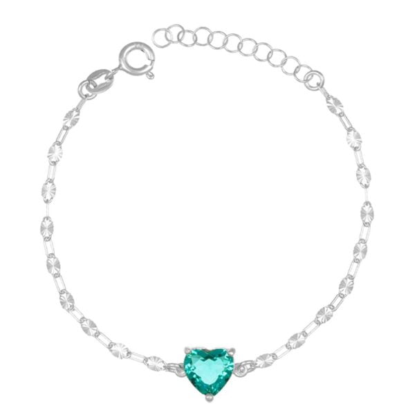 Bracciale Crystal Heart Rodiato con Zircone Verde