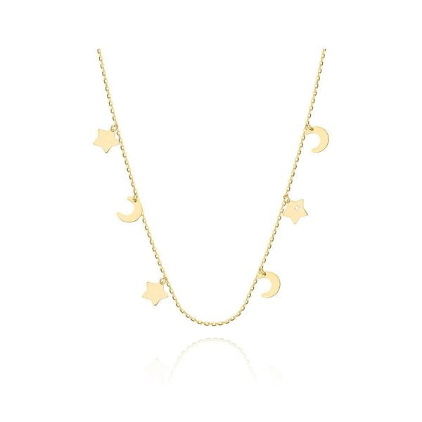 Collana in Oro Charm Pendenti con Diamanti