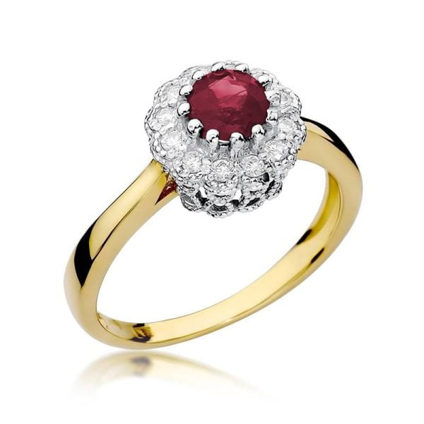 Breeze Gold Ring with Ruby and Diamonds