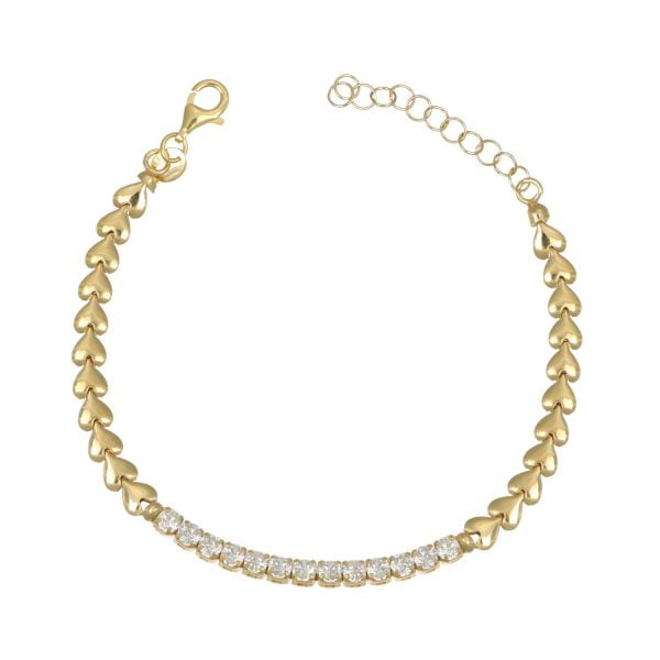 Bracciale Heart Chain con Zirconi Bianchi