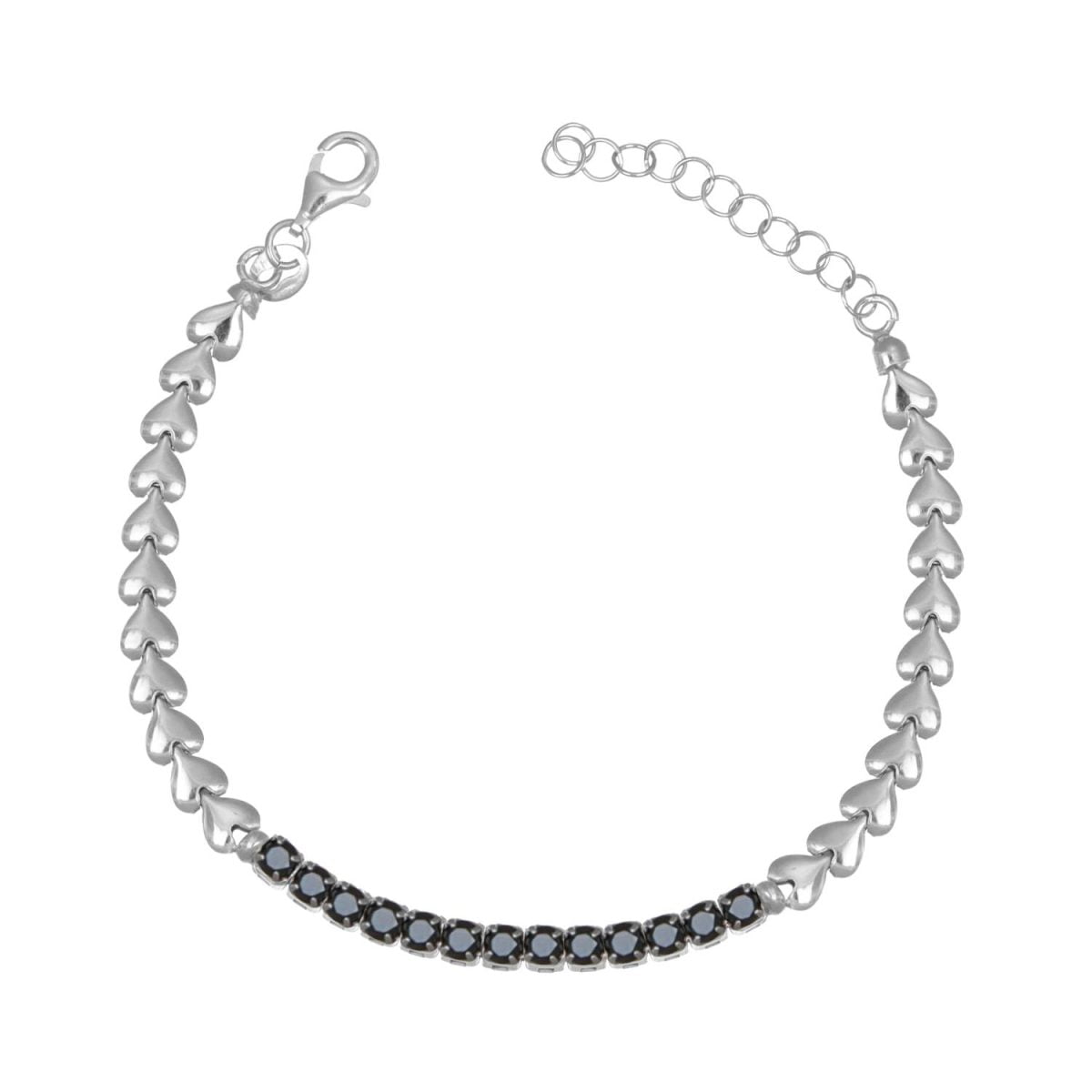 Bracciale Heart Chain con Zirconi Neri