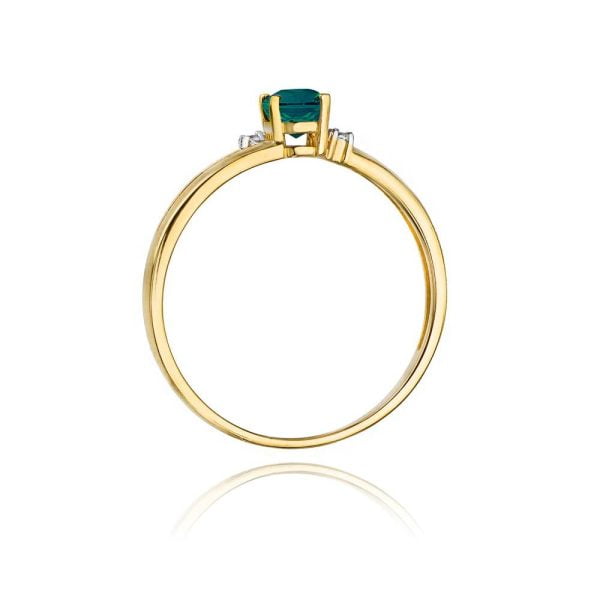 Anello In Oro con Smeraldo 0,40 ct e 2 Diamanti 0,03 ct