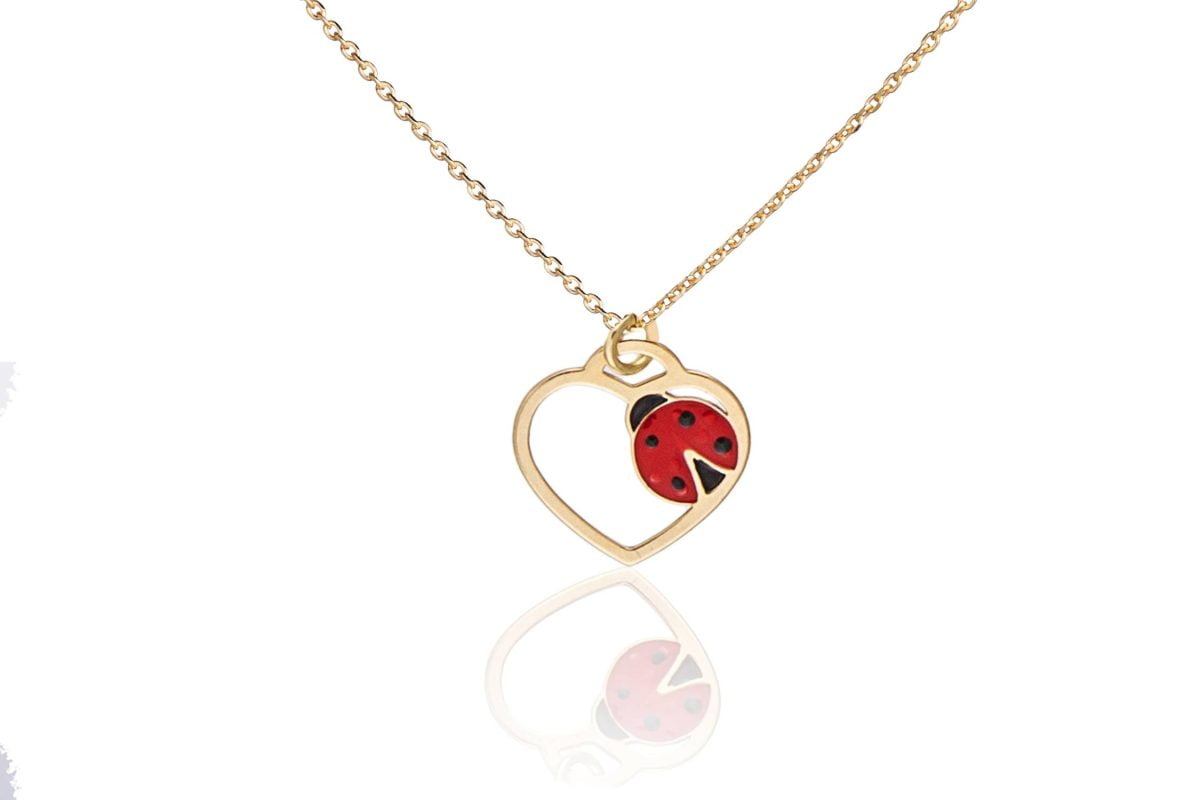 Collana con Cuore e Coccinella Dorata