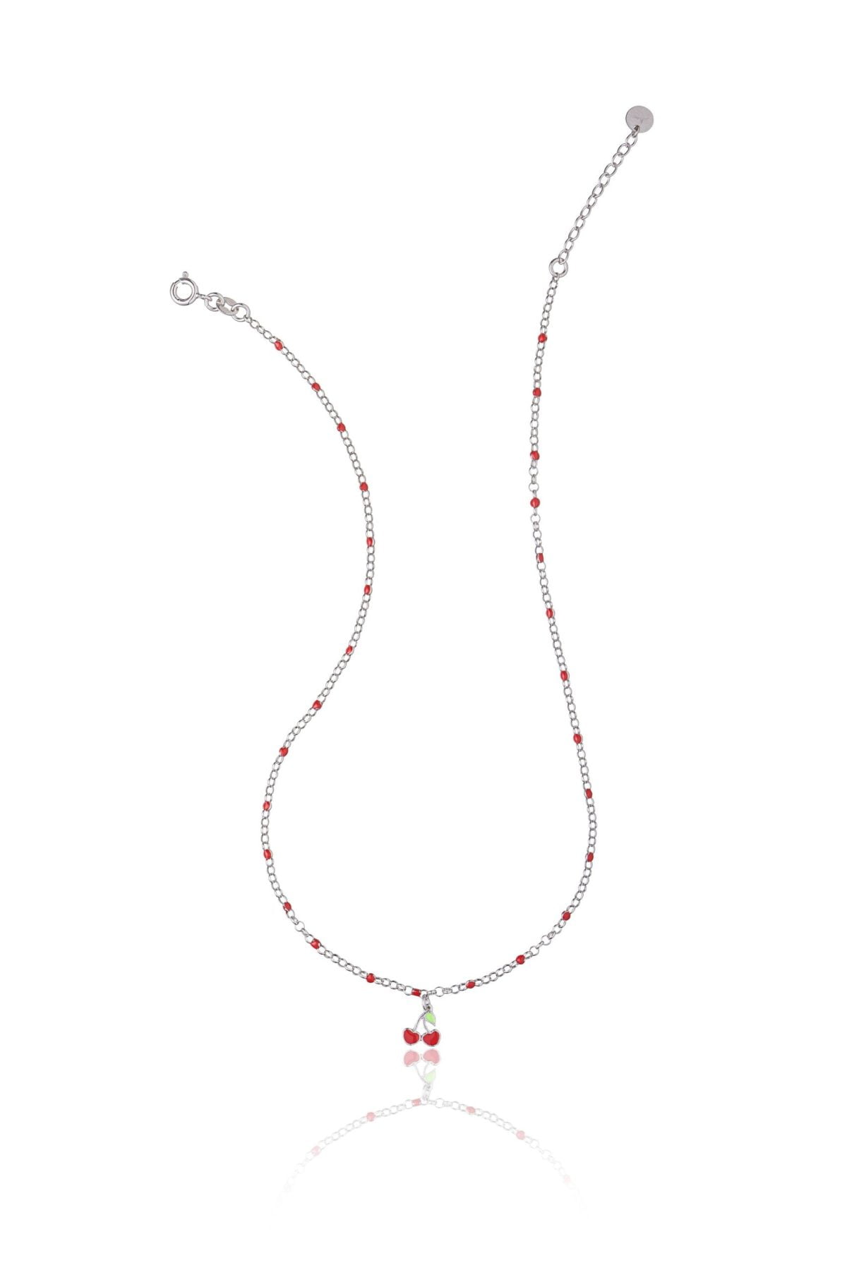 Collana in Argento Ciliegia Smaltata Rodiata