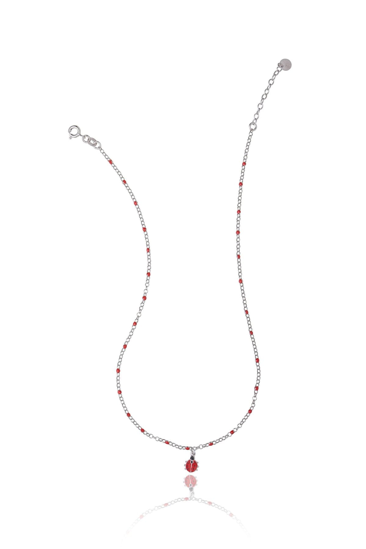 Collana in Argento Coccinella Smaltata Rodiata