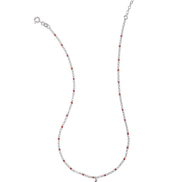 Collana in Argento Coccinella Smaltata Rodiata