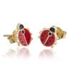 Silver Enameled Ladybug Gold Earrings