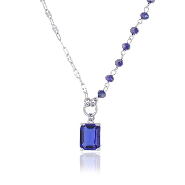 Collana Crystal Square con Zirconi Blu