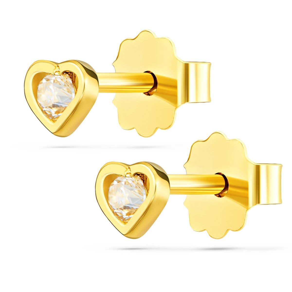 Orecchini in Oro con Cuore e Zirconi Bianchi Kids Collection