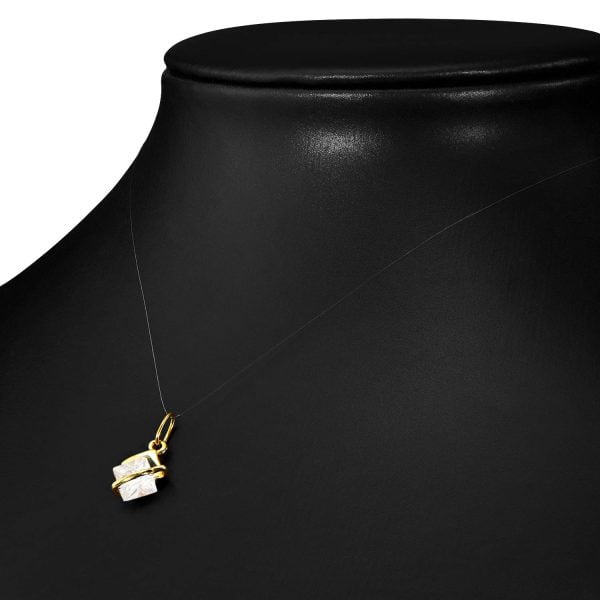 Rhombus Pendant with White Zircons