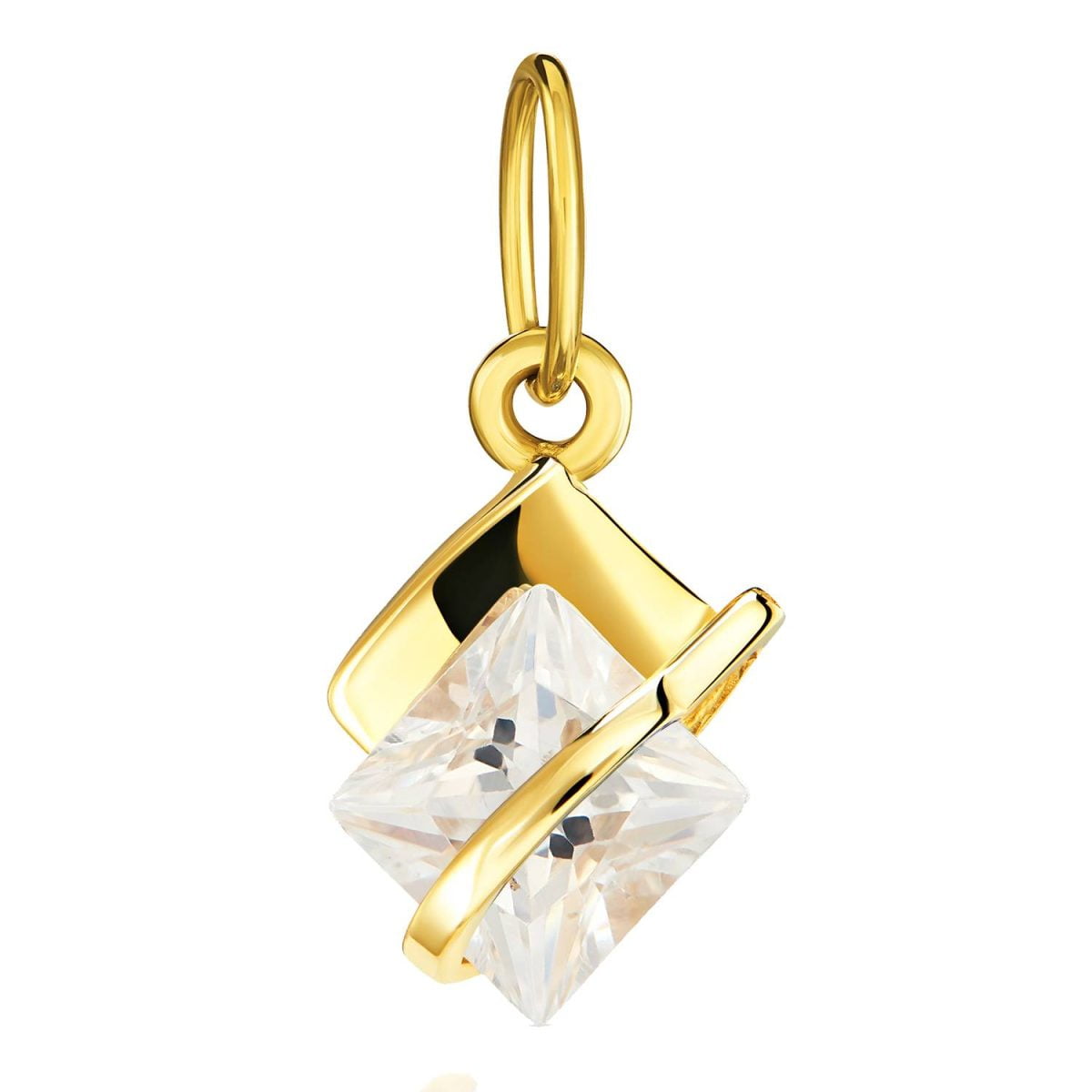 Rhombus Pendant with White Zircons