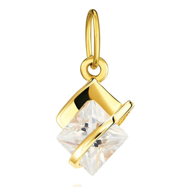 Rhombus Pendant with White Zircons