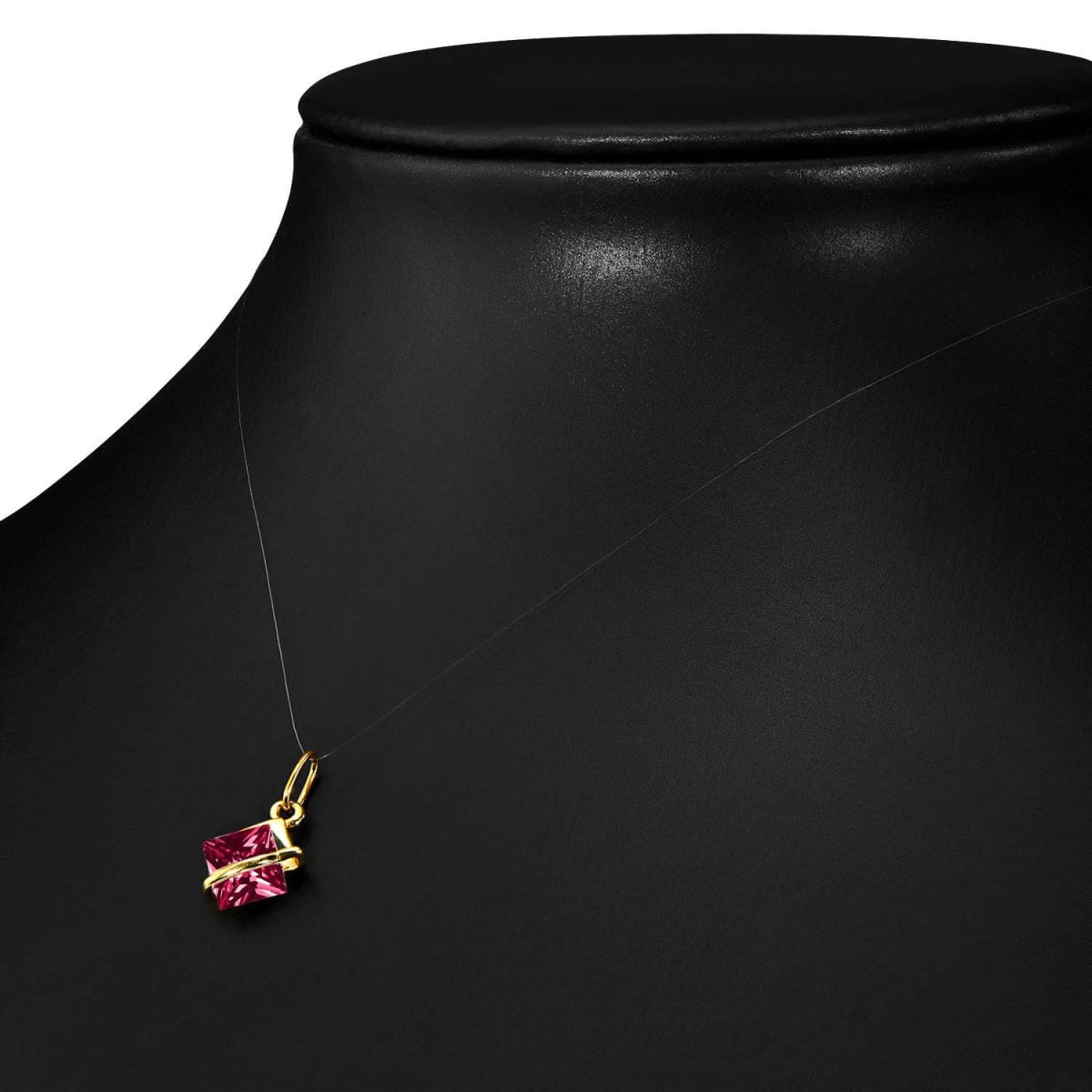 Pendentif losange avec zircons rouges