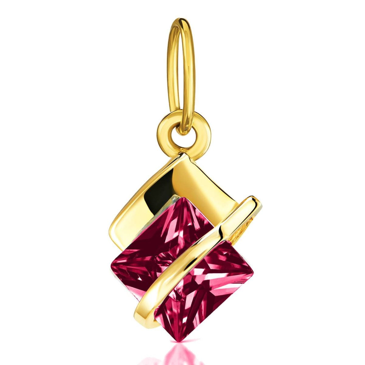 Pendentif losange avec zircons rouges