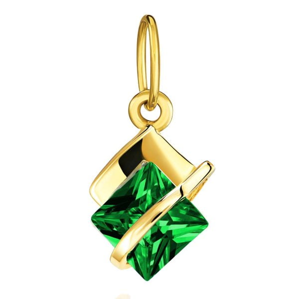 Pendentif losange avec zircons verts