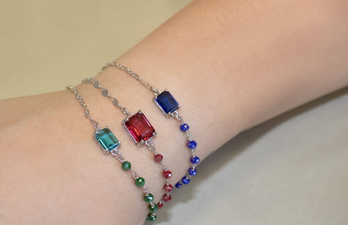 Bracciale Crystal Square Rodiato con Zirconi Blu