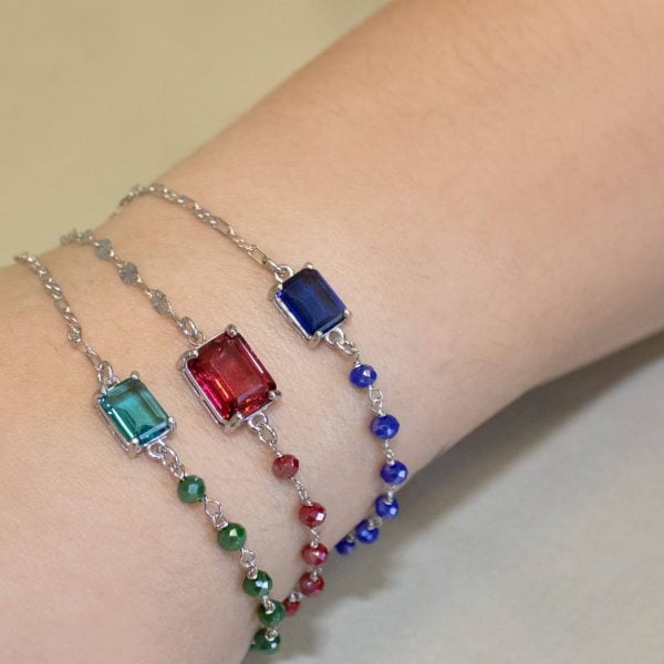 Bracciale Crystal Square Rodiato con Zirconi Blu