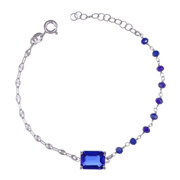 Bracciale Crystal Square Rodiato con Zirconi Blu