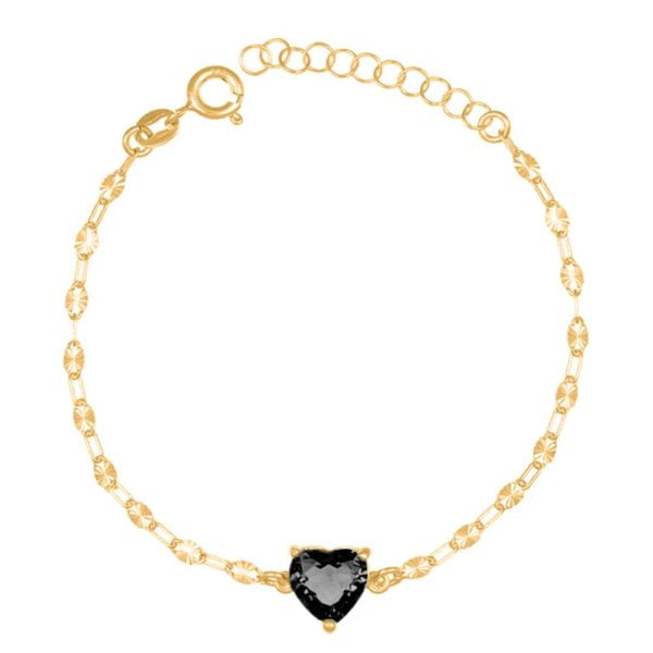 Bracciale Crystal Heart Dorato con Zircone Nero