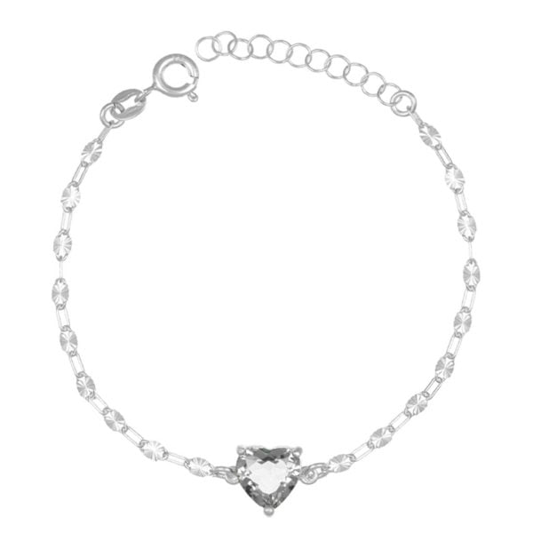 Bracciale Crystal Heart Rodiato con Zircone Bianco