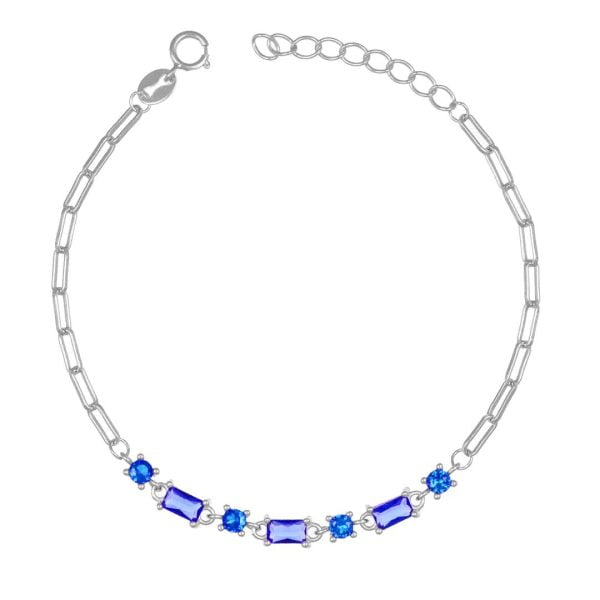 Bracciale Crystal Rodiato con Zircone Blu