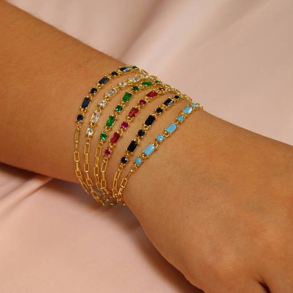 Bracciale Crystal Dorato con Zirconi Azzurri