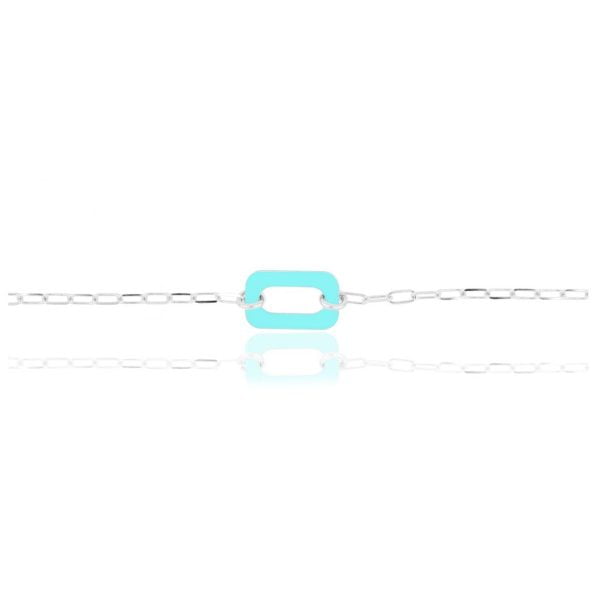 Bracciale Rettangolo Rodiato Smaltato Blu