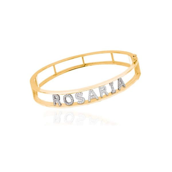 Bracciale Bangle Dorato "S" con Nome Personalizzabile