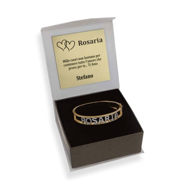 Bracciale Bangle Dorato "S" con Nome Personalizzabile