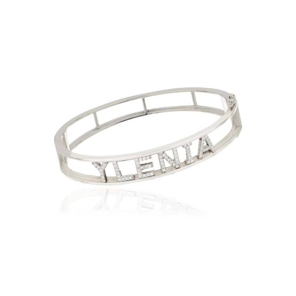 Bracciale Bangle Rodiato "S" con Nome Personalizzabile