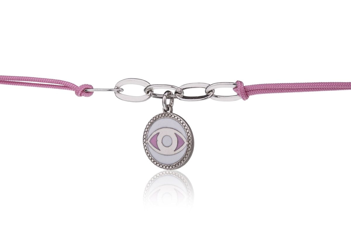 Bracciale Rosa con Occhio Rodiato