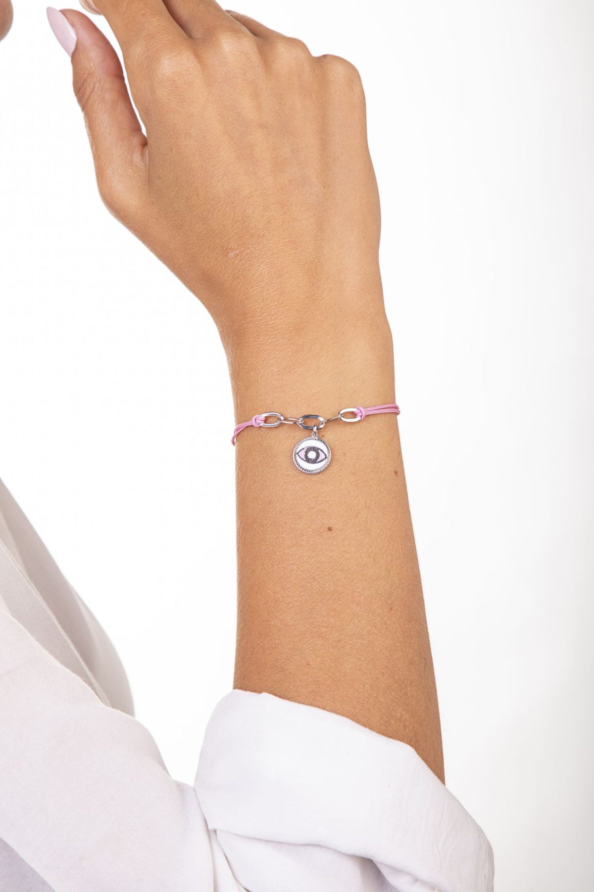 Bracciale Rosa con Occhio Rodiato