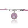 Bracciale Rosa con Croce su Cuore Rodiato