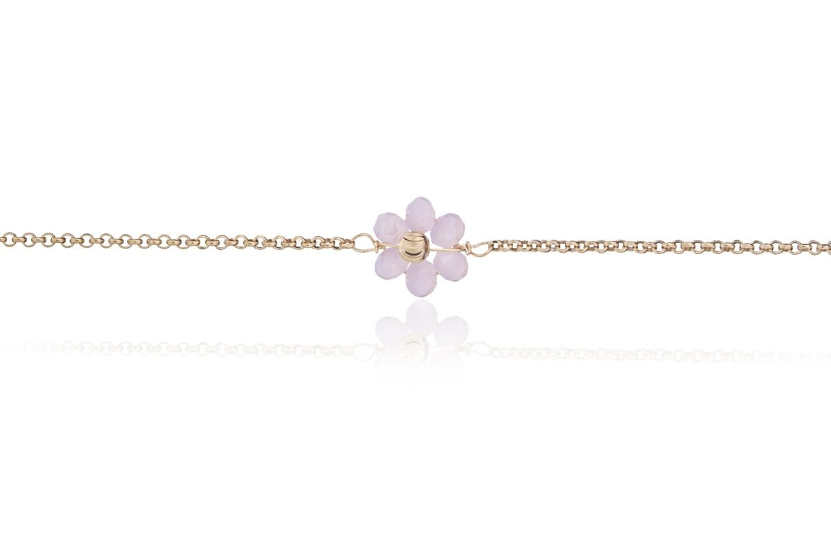 Bracciale Dorato con Fiore Rosa