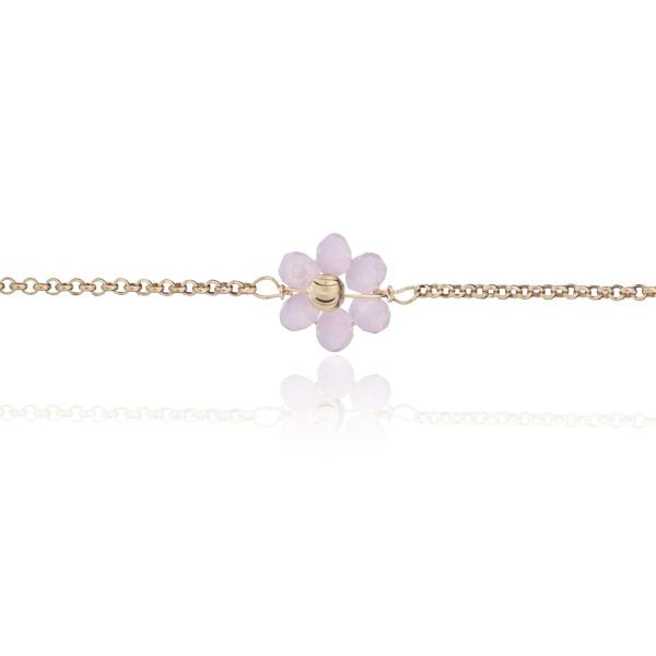 Bracciale Dorato con Fiore Rosa