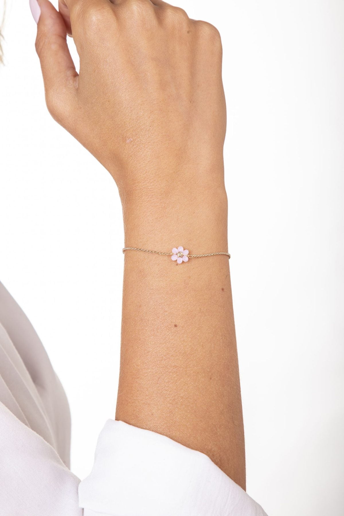 Bracciale Dorato con Fiore Rosa